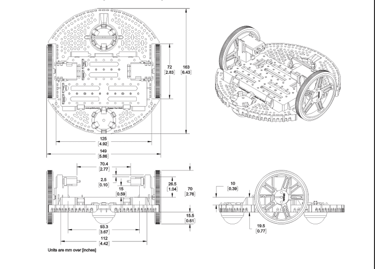Differential-drive Romi robot simulation
