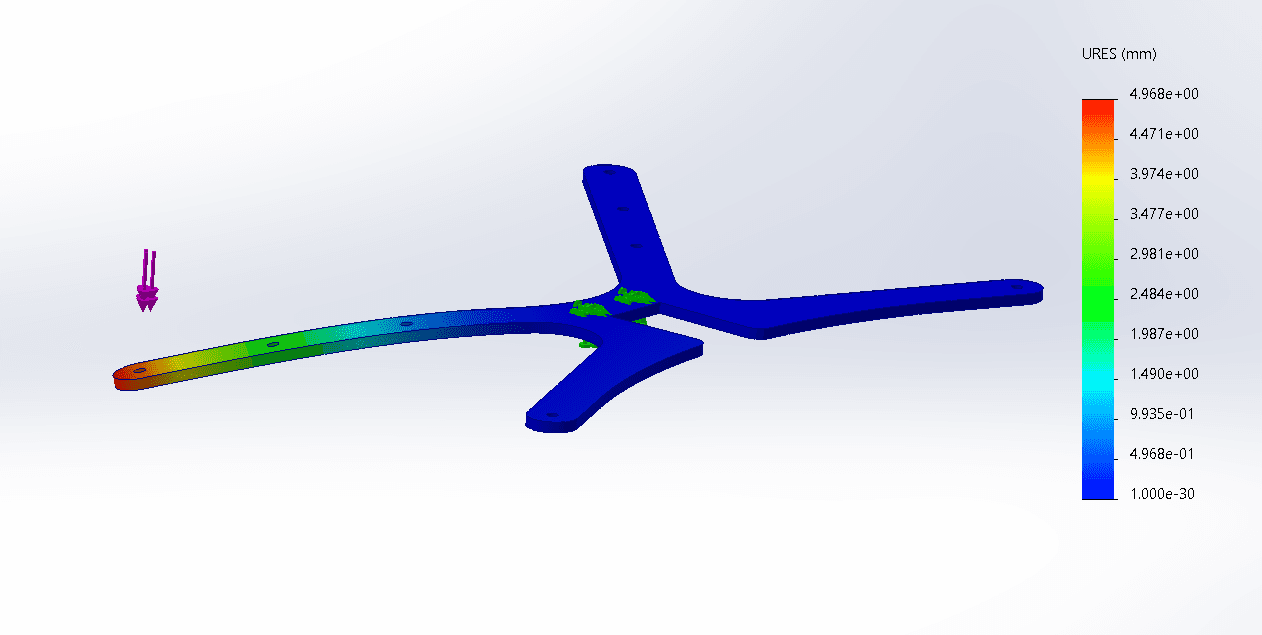 Finite element displacement result for the wind turbine shroud baseplate