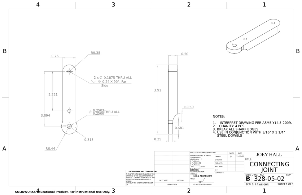 Engineering drawing for the stress and strain apparatus