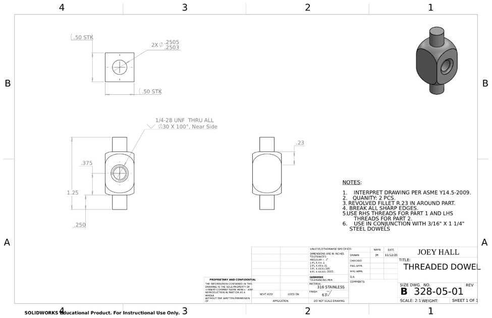 Second engineering drawing for the stress and strain apparatus