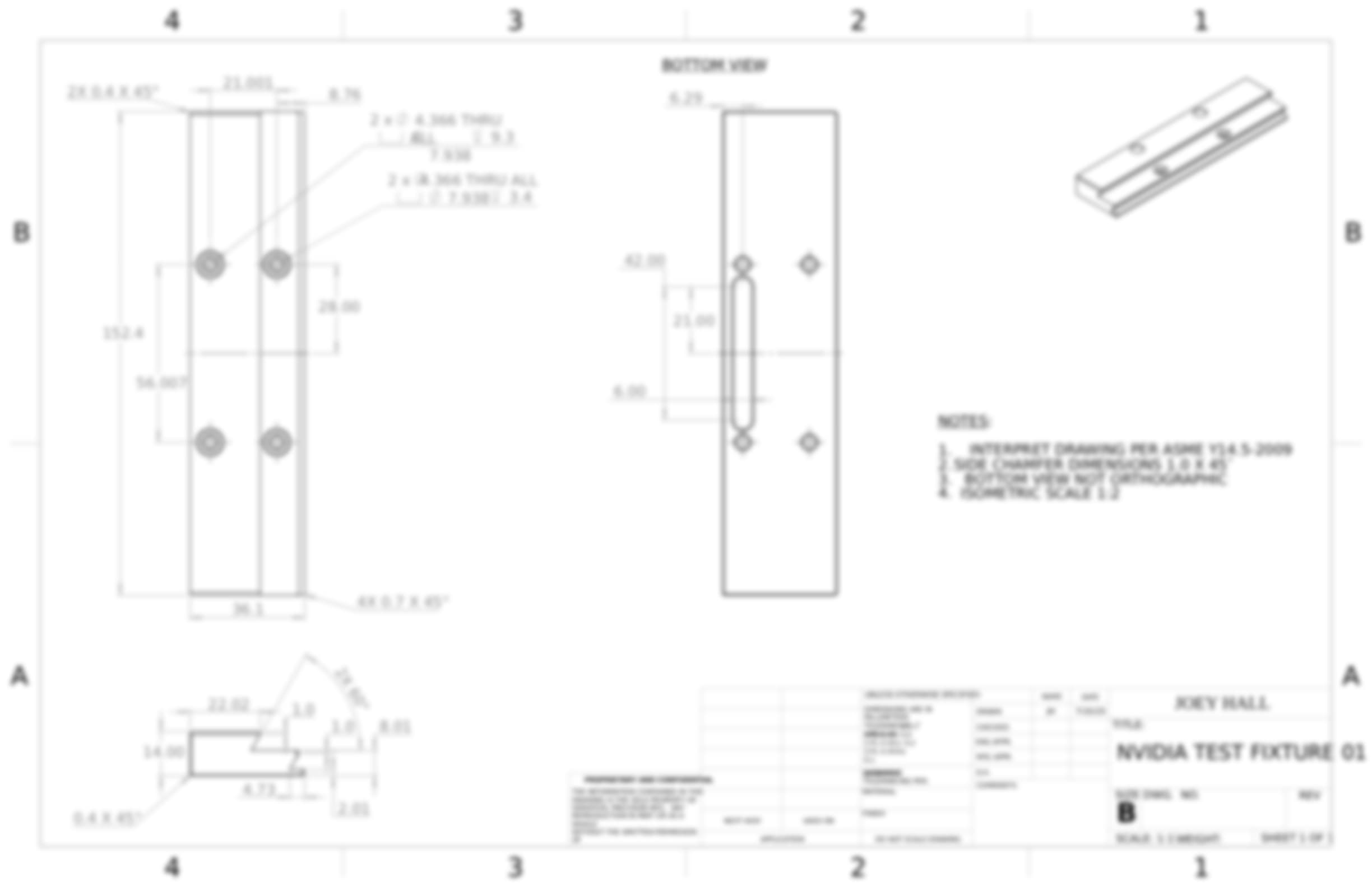 Engineering drawing for the first semiconductor vise configuration with confidential details obscured