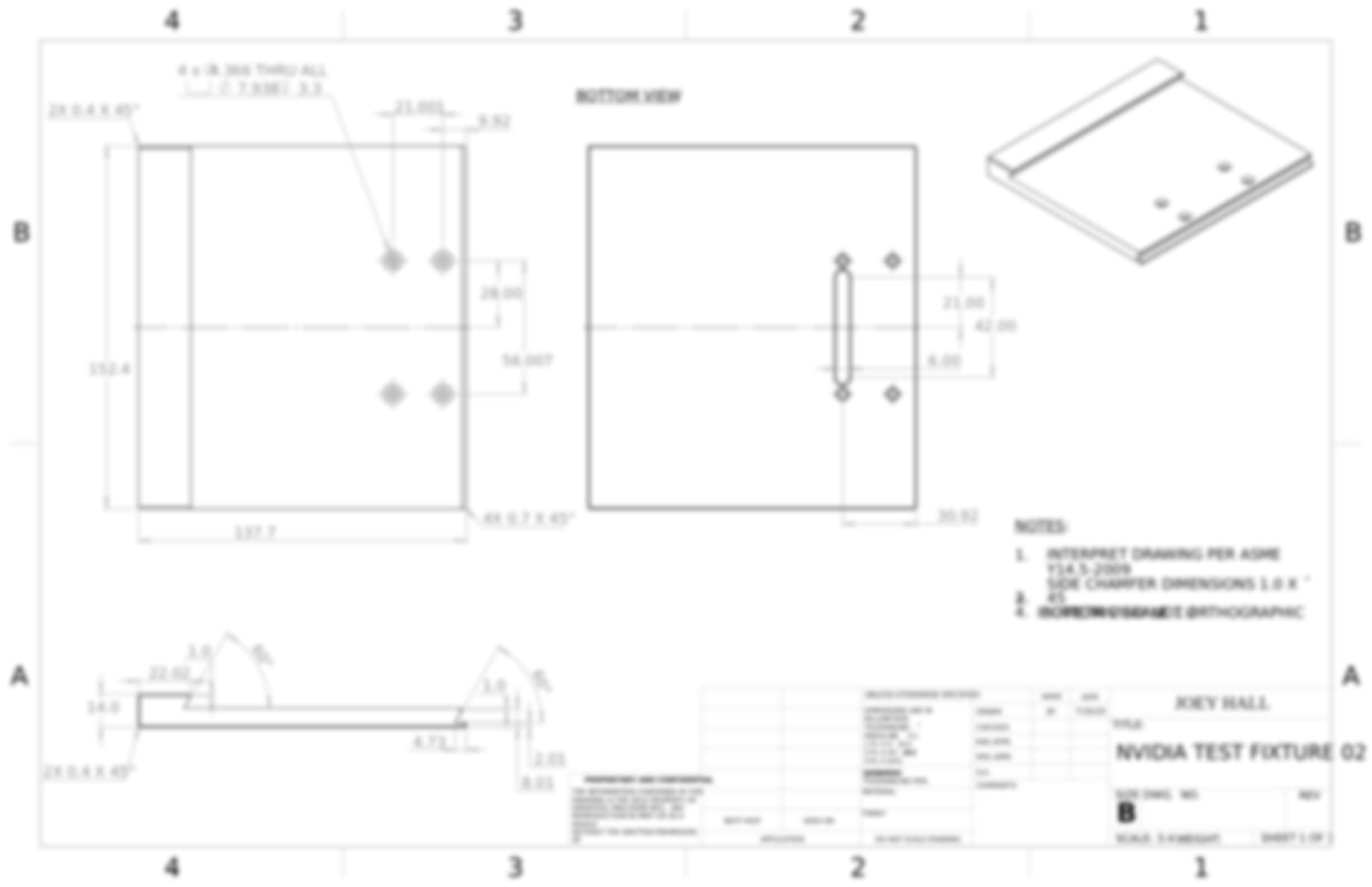 Engineering drawing for the second semiconductor vise configuration with confidential details obscured