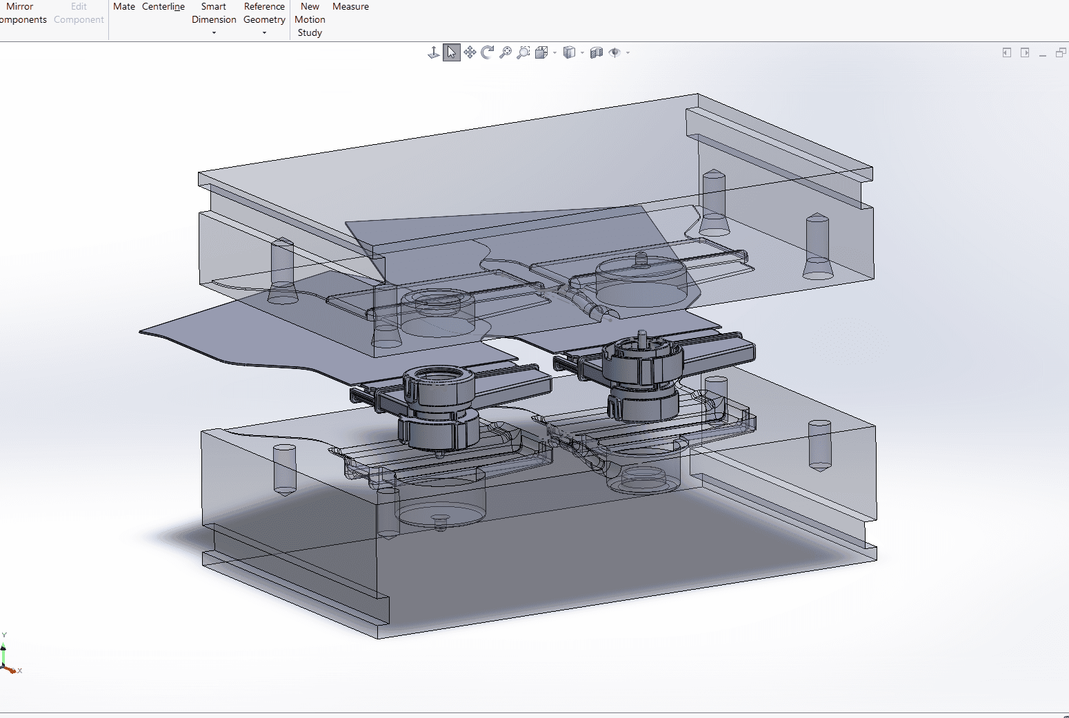 CAD model of the injection mold plate assembly