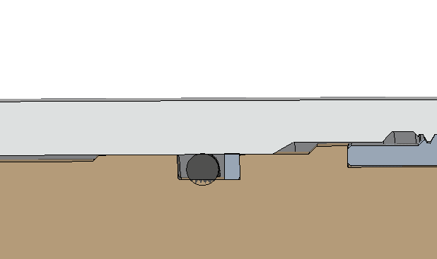 CAD cross section of the redesigned O-ring gland and backup-ring geometry