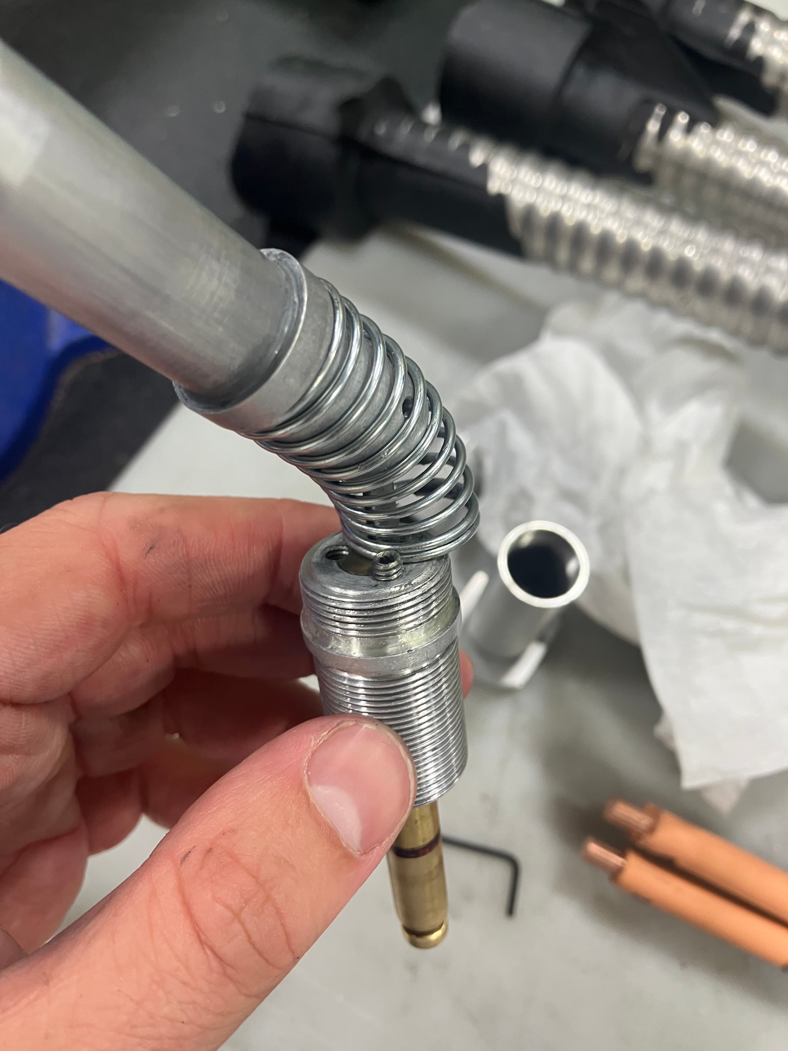 Original O-ring installation tool separated into its individual components